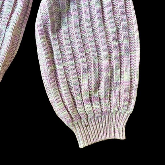 NEW BlankNyc M Heather Ribbed Crewneck Lilac Mist Pink Oversize Balloon Sleeves - Picture 4 of 6